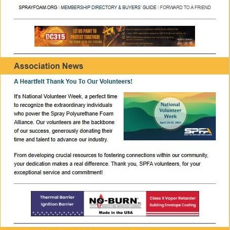 SprayFoam Pro Newsletter 4-23-25