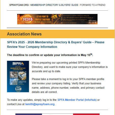 SprayFoam Pro Newsletter 5-7-25