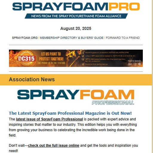 8-20 SprayFoam Pro Newsletter
